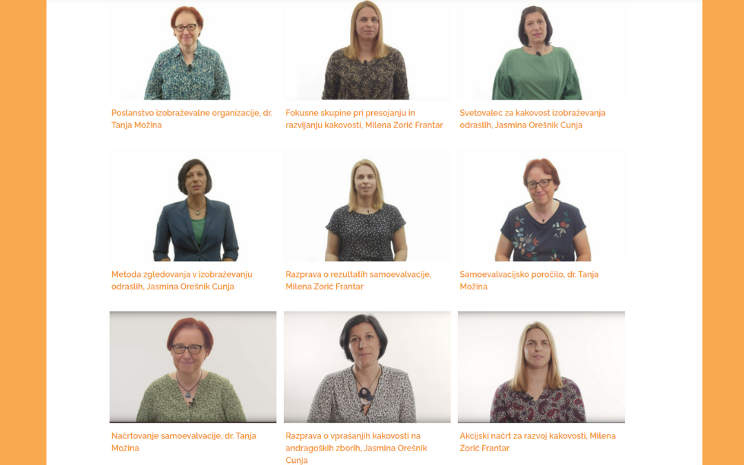 Ogledate si lahko že devet izobraževalnih videov o kakovosti izobraževanja odraslih