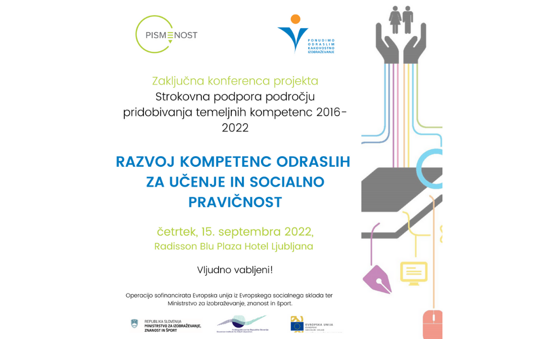 Vabilo na zaključno konferenco ESS projekta Razvoj kompetenc odraslih 2016–2022