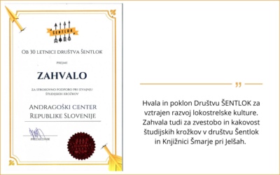 Od tarče do skupnosti: zahvala društva Šentlok
